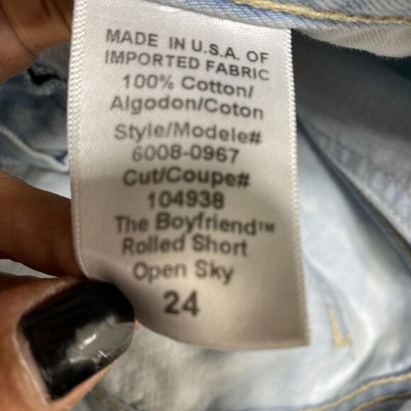 Current Elliott Boyfriend The Rolled Shorts Size 24/0 Jeans Denim Open Sky Blue - Picture 8 of 9